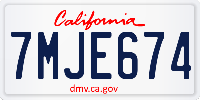 CA license plate 7MJE674