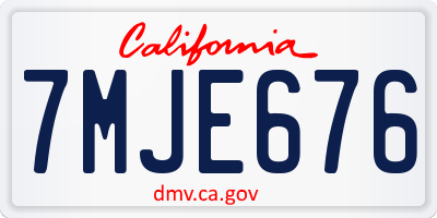 CA license plate 7MJE676