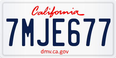 CA license plate 7MJE677