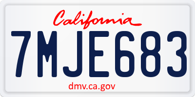 CA license plate 7MJE683