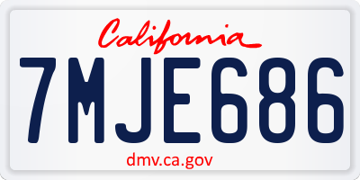 CA license plate 7MJE686