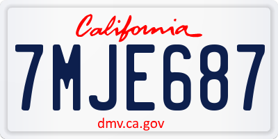CA license plate 7MJE687