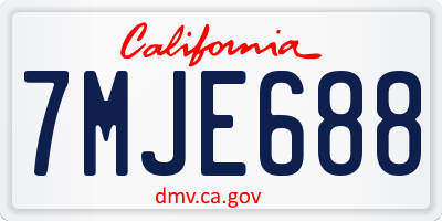 CA license plate 7MJE688