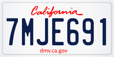 CA license plate 7MJE691