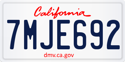 CA license plate 7MJE692