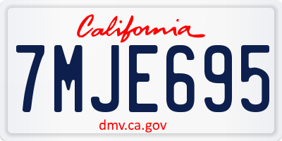 CA license plate 7MJE695