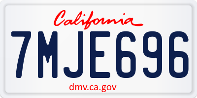 CA license plate 7MJE696