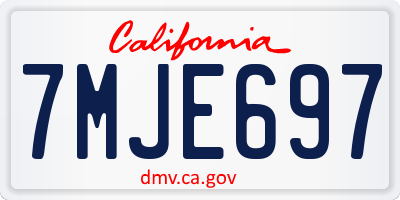 CA license plate 7MJE697