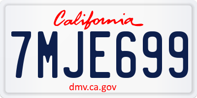 CA license plate 7MJE699