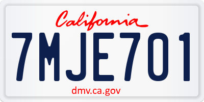 CA license plate 7MJE701