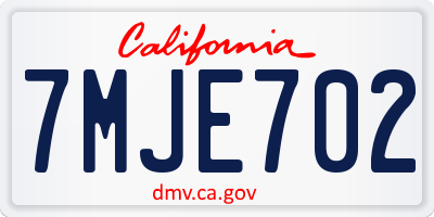 CA license plate 7MJE702