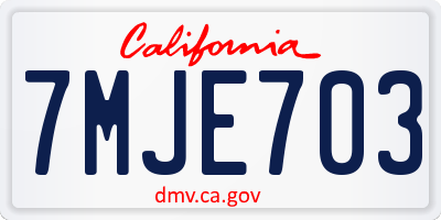 CA license plate 7MJE703