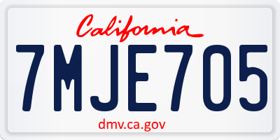 CA license plate 7MJE705