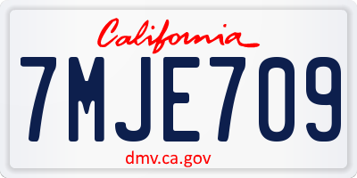 CA license plate 7MJE709