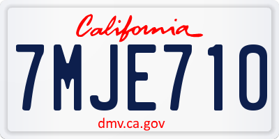 CA license plate 7MJE710