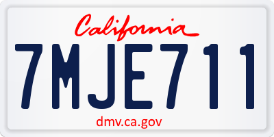CA license plate 7MJE711