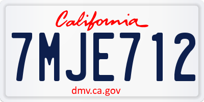 CA license plate 7MJE712