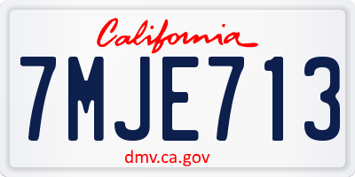 CA license plate 7MJE713