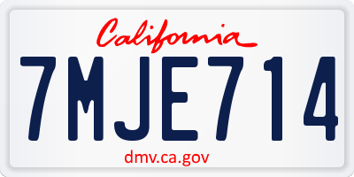 CA license plate 7MJE714