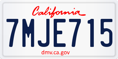 CA license plate 7MJE715