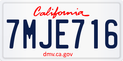 CA license plate 7MJE716