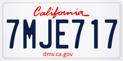 CA license plate 7MJE717