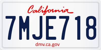 CA license plate 7MJE718