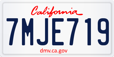 CA license plate 7MJE719