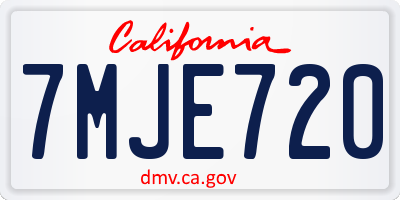 CA license plate 7MJE720