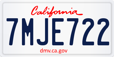 CA license plate 7MJE722