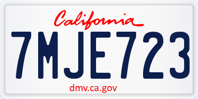 CA license plate 7MJE723