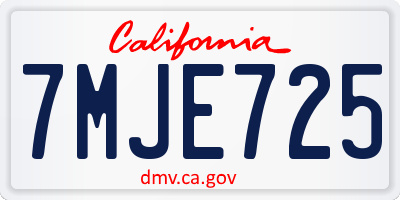 CA license plate 7MJE725
