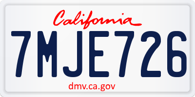 CA license plate 7MJE726