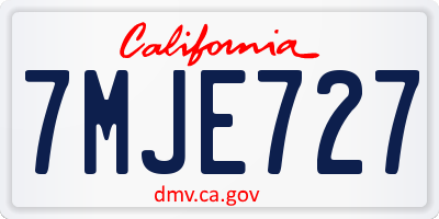CA license plate 7MJE727