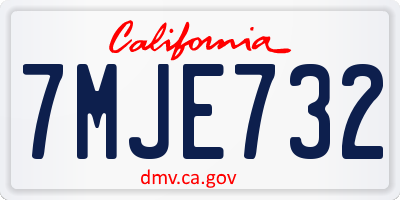 CA license plate 7MJE732