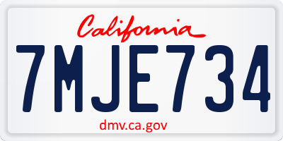 CA license plate 7MJE734