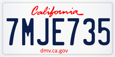 CA license plate 7MJE735