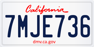 CA license plate 7MJE736
