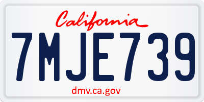 CA license plate 7MJE739
