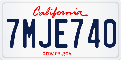 CA license plate 7MJE740
