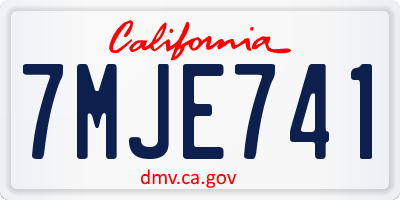 CA license plate 7MJE741