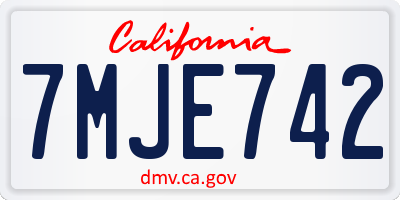 CA license plate 7MJE742