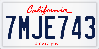 CA license plate 7MJE743