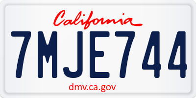 CA license plate 7MJE744