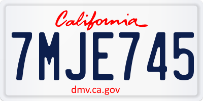 CA license plate 7MJE745