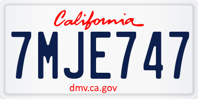 CA license plate 7MJE747