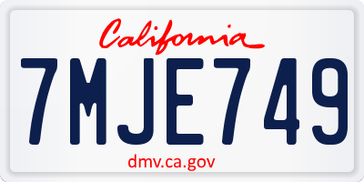 CA license plate 7MJE749