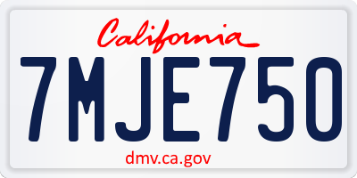 CA license plate 7MJE750