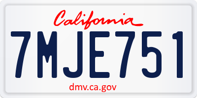 CA license plate 7MJE751