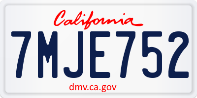 CA license plate 7MJE752